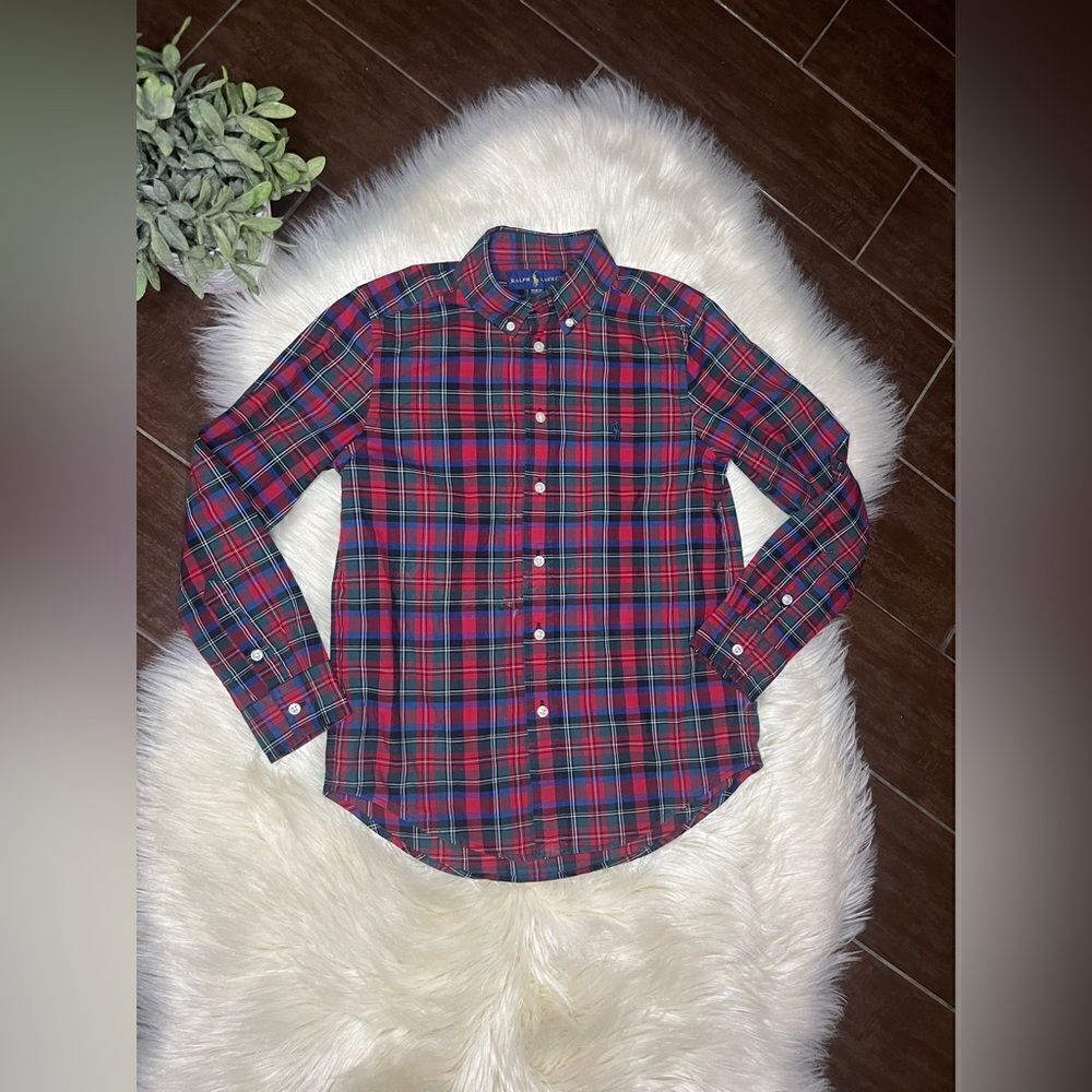 Ralph Lauren red plaid button down sz med 10/12